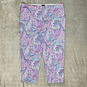 Talbots Paisley Crop Pants in Pink and Teal